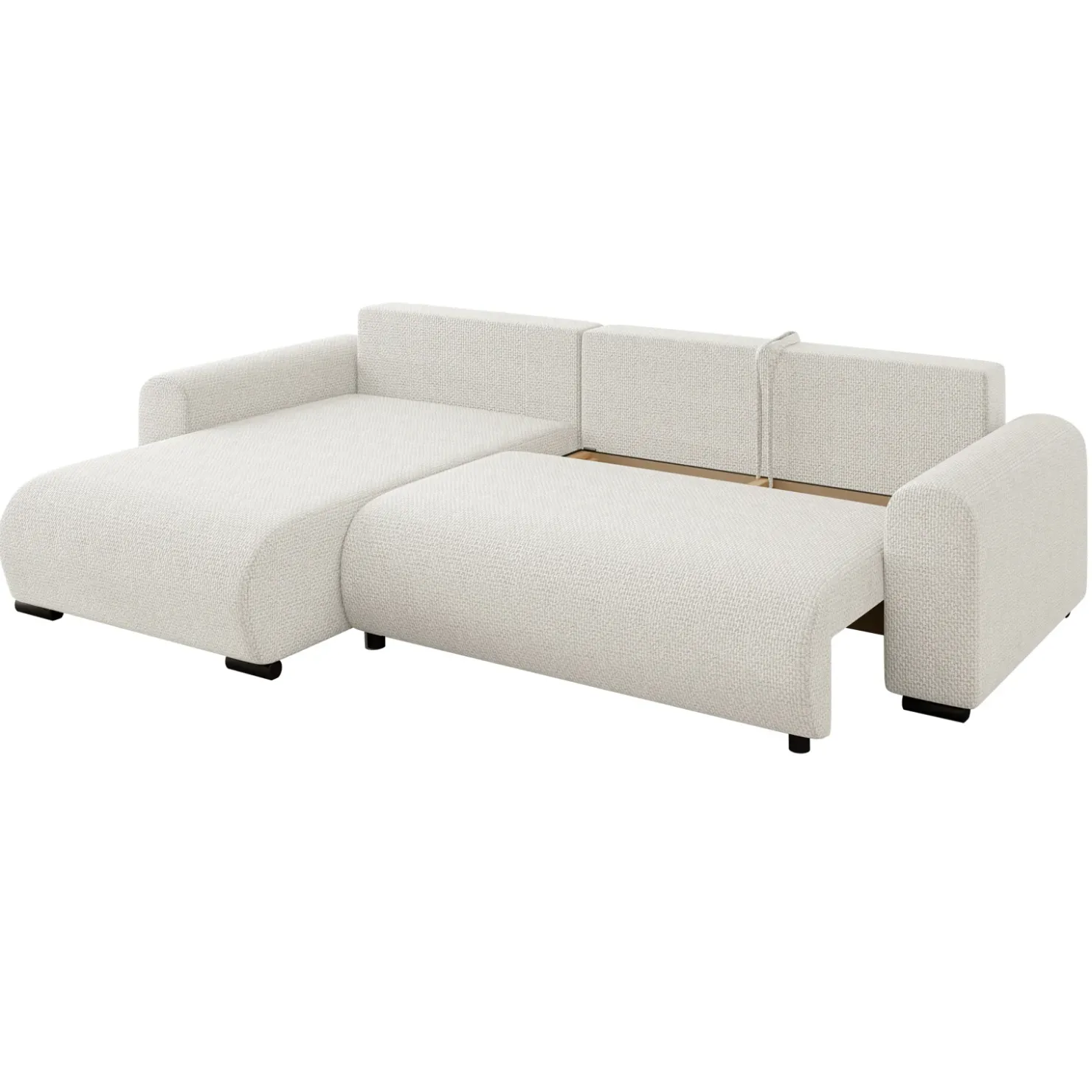 Garnero Arredamenti Divano letto angolare 4 posti 285x188cm con contenitore a trama spessa bianco Soft Tessuto Flow a Trama Spessa Bianco