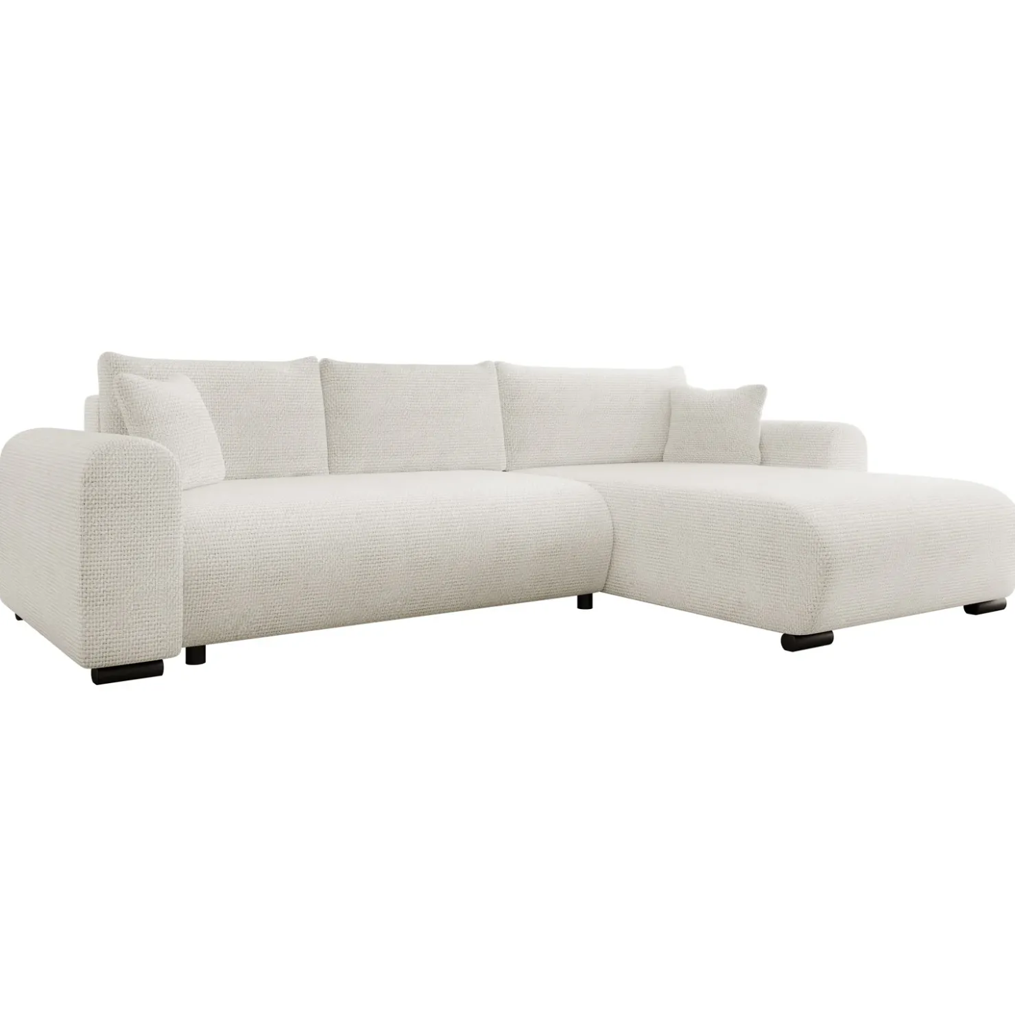 Garnero Arredamenti Divano letto angolare 4 posti 285x188cm con contenitore a trama spessa bianco Soft Tessuto Flow a Trama Spessa Bianco