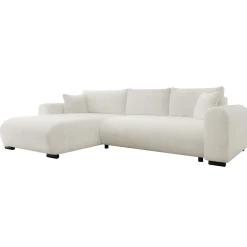 Garnero Arredamenti Divano letto angolare 4 posti 285x188cm con contenitore a trama spessa bianco Soft Tessuto Flow a Trama Spessa Bianco