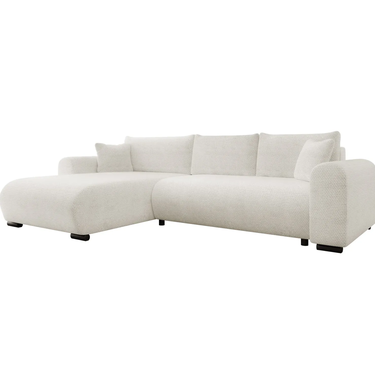 Garnero Arredamenti Divano letto angolare 4 posti 285x188cm con contenitore a trama spessa bianco Soft Tessuto Flow a Trama Spessa Bianco