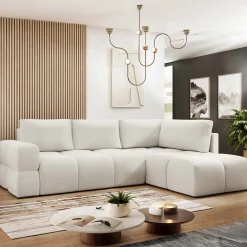 Garnero Arredamenti Divano letto angolare 3 posti 267x185cm box contenitore bianco perla Sottovoce Tessuto Artico Bianco perla Sale