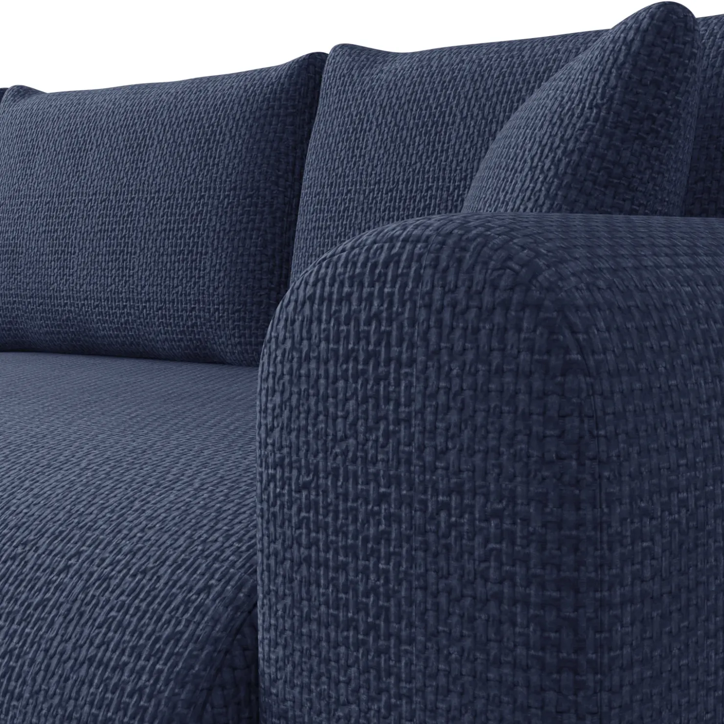 Garnero Arredamenti Divano letto angolare 4 posti 285x188cm con contenitore a trama spessa blu Soft Tessuto Flow a Trama Spessa Blu Outlet