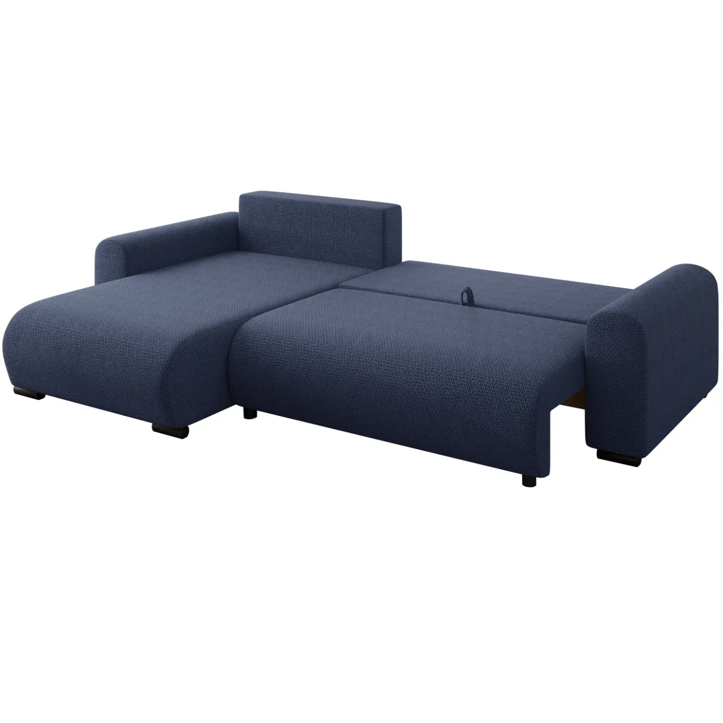 Garnero Arredamenti Divano letto angolare 4 posti 285x188cm con contenitore a trama spessa blu Soft Tessuto Flow a Trama Spessa Blu Outlet