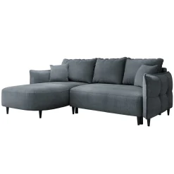 Garnero Arredamenti Divano letto angolare 3 posti 244x165cm tessuto grigio scuro Lollypop Tessuto Peluche Onega Grigio Scuro
