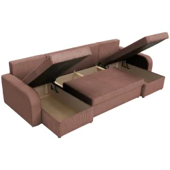 Garnero Arredamenti Divano letto angolare 5 posti 304cm con contenitore velluto a coste rosa Assunta Velluto Poso Rosa Sale