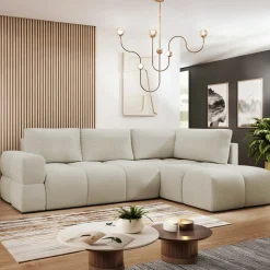 Garnero Arredamenti Divano letto angolare 3 posti 267x185cm box contenitore beige Sottovoce Tessuto Artico Beige Outlet
