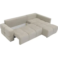 Garnero Arredamenti Divano letto angolare 3 posti 267x185cm box contenitore beige Sottovoce Tessuto Artico Beige Outlet