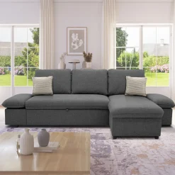 Garnero Arredamenti Divano letto angolare 3 posti 260x148cm con contenitore antracite Arturo Outlet