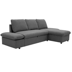 Garnero Arredamenti Divano letto angolare 3 posti 260x148cm con contenitore antracite Arturo Outlet