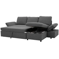 Garnero Arredamenti Divano letto angolare 3 posti 260x148cm con contenitore antracite Arturo Outlet