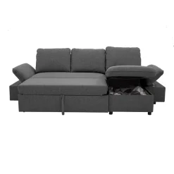 Garnero Arredamenti Divano letto angolare 3 posti 260x148cm con contenitore antracite Arturo Outlet