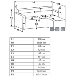 Garnero Arredamenti Divano letto angolare 3 posti 260x148cm con contenitore antracite Arturo Outlet