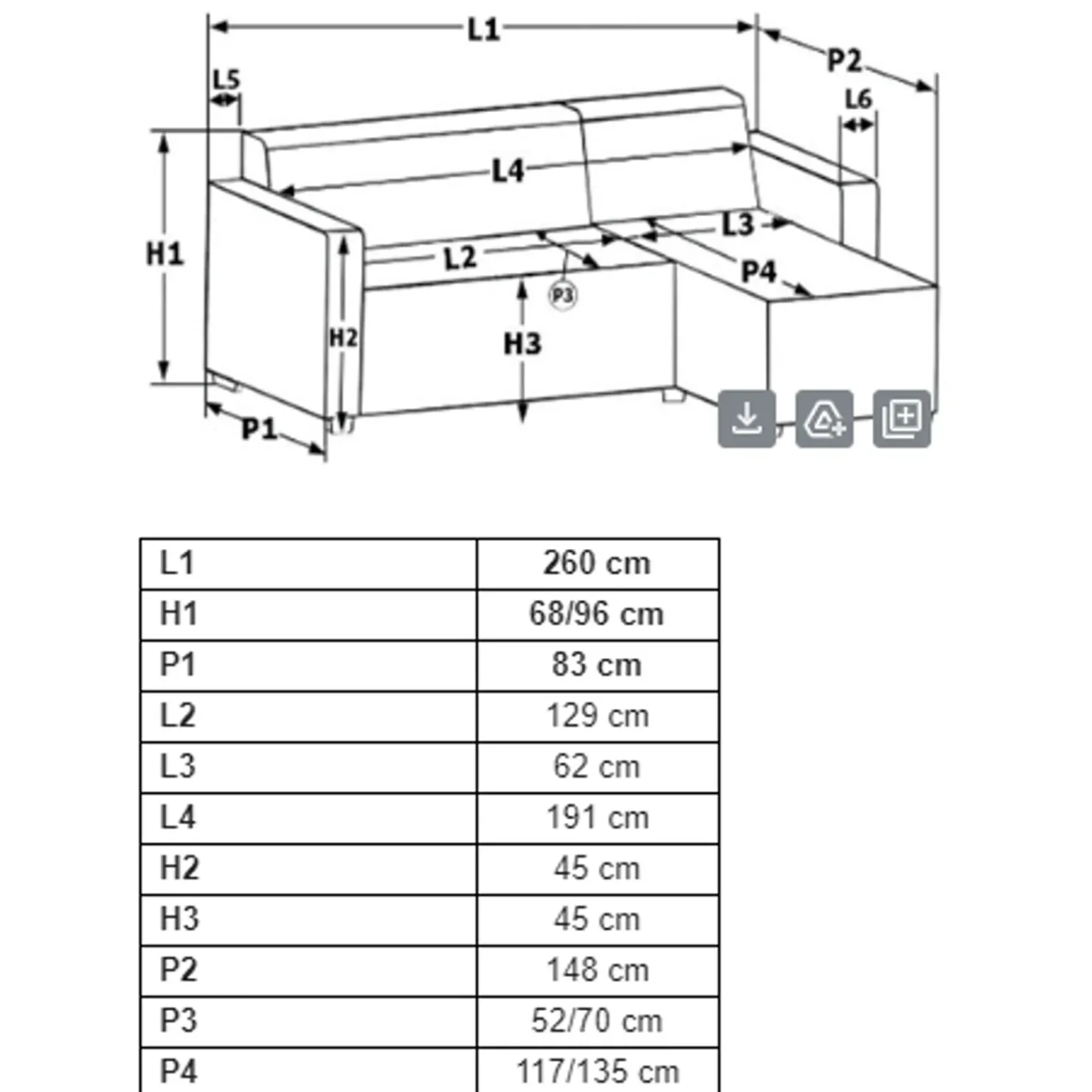 Garnero Arredamenti Divano letto angolare 3 posti 260x148cm con contenitore antracite Arturo Outlet