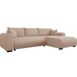 Garnero Arredamenti Divano letto angolare 4 posti 285x188cm con contenitore tessuto velluto a coste rosa Soft Velluto a Coste Poso Rosa Sale