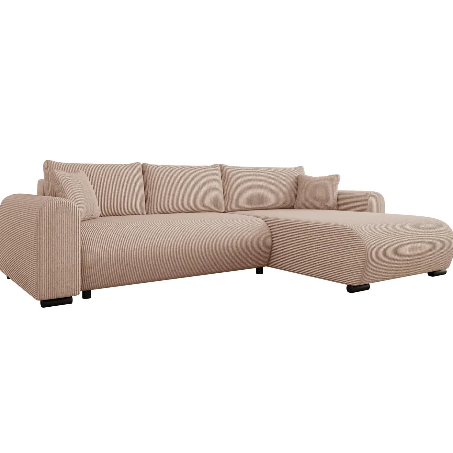 Garnero Arredamenti Divano letto angolare 4 posti 285x188cm con contenitore tessuto velluto a coste rosa Soft Velluto a Coste Poso Rosa Sale