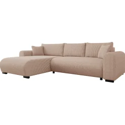 Garnero Arredamenti Divano letto angolare 4 posti 285x188cm con contenitore tessuto velluto a coste rosa Soft Velluto a Coste Poso Rosa Sale