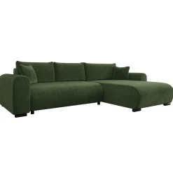 Garnero Arredamenti Divano letto angolare 4 posti 285x188cm con contenitore imbottito tessuto verde Soft Tessuto Clara Verde Best