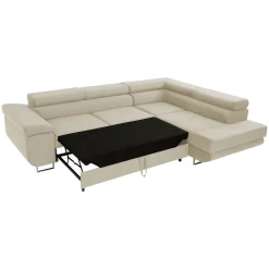 Garnero Arredamenti Divano letto angolare destra imbottito 274x203cm beige Bormio Tessuto Vellutato Manila Beige Hot