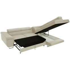 Garnero Arredamenti Divano letto angolare destra imbottito 274x203cm beige Bormio Tessuto Vellutato Manila Beige Hot