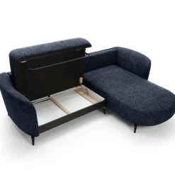 Garnero Arredamenti Divano letto angolare destra 3 posti 260x180cm tessuto bouclè blu Repose Tessuto Bouclè Blur Blu Outlet