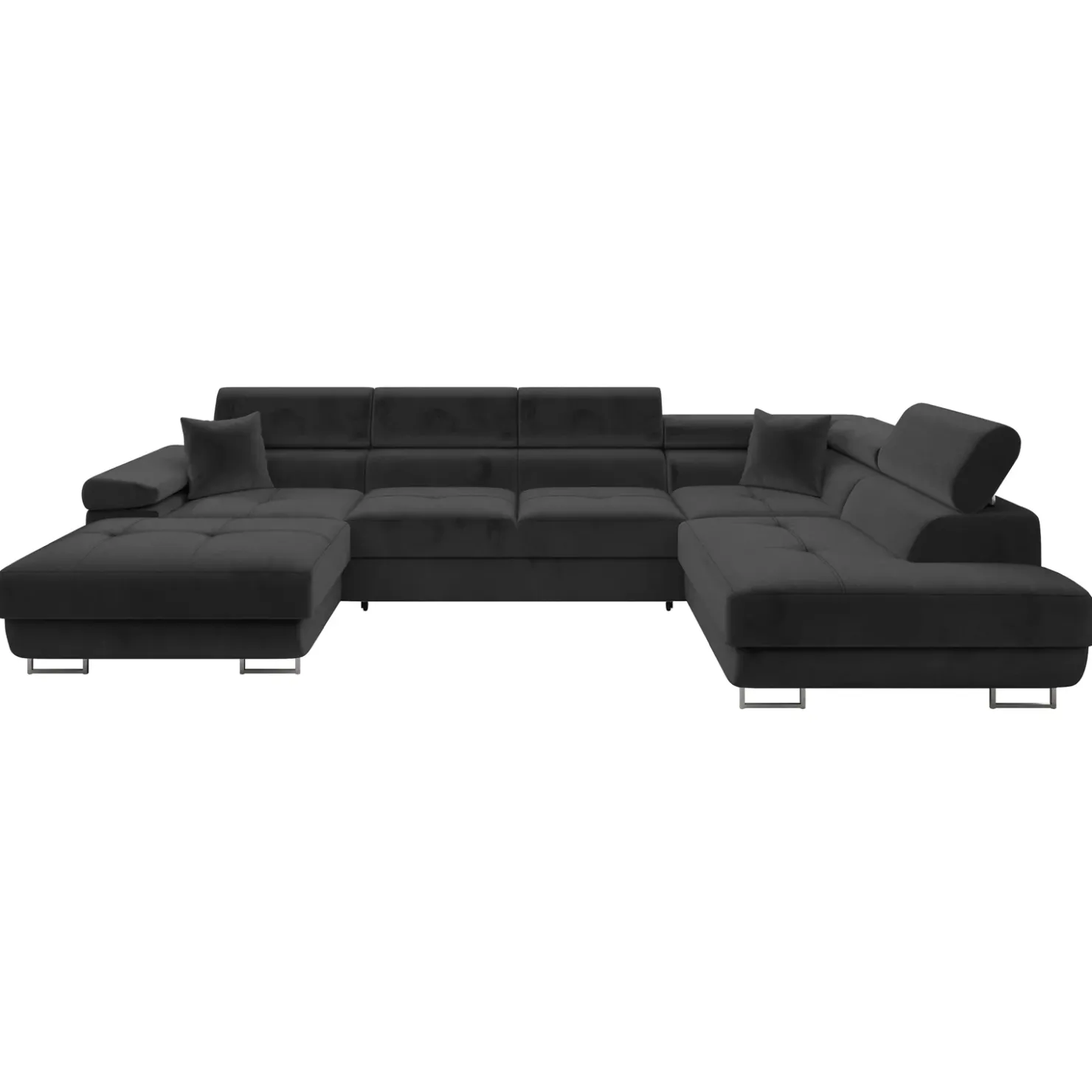 Garnero Arredamenti Divano letto angolare destra 5 posti 346x203cm con box contenitore velluto nero Moirea Tessuto Vellutato Manila Nero Online