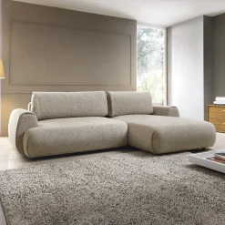 Garnero Arredamenti Divano letto angolare destra 3 posti 270x167cm tessuto beige Cloudify Tessuto Puente Beige Outlet