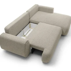 Garnero Arredamenti Divano letto angolare destra 3 posti 270x167cm tessuto beige Cloudify Tessuto Puente Beige Outlet