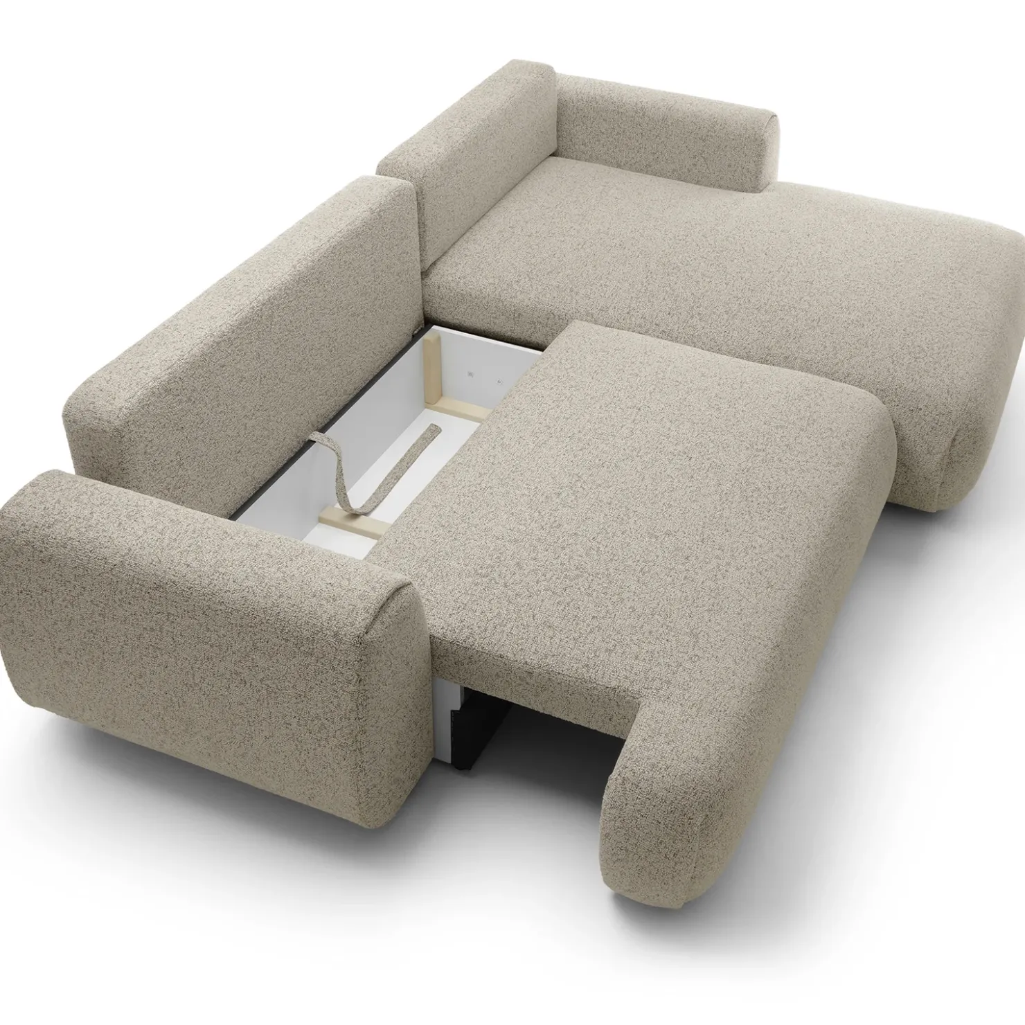 Garnero Arredamenti Divano letto angolare destra 3 posti 270x167cm tessuto beige Cloudify Tessuto Puente Beige Outlet