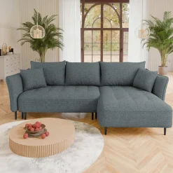 Garnero Arredamenti Divano letto angolare destro 3 posti 276x158cm tessuto grigio scuro Angle Tessuto Peluche Onega Grigio Scuro Sale