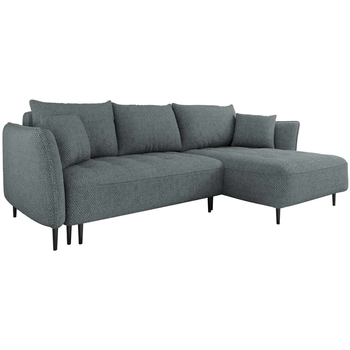 Garnero Arredamenti Divano letto angolare destro 3 posti 276x158cm tessuto grigio scuro Angle Tessuto Peluche Onega Grigio Scuro Sale