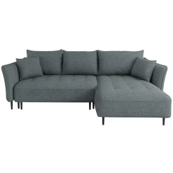 Garnero Arredamenti Divano letto angolare destro 3 posti 276x158cm tessuto grigio scuro Angle Tessuto Peluche Onega Grigio Scuro Sale
