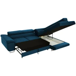 Garnero Arredamenti Divano letto angolare destra imbottito 274x203cm blu Bormio Tessuto Vellutato Manila Blu New