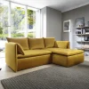 Garnero Arredamenti Divano letto angolare destro 3 posti 230x166cm tessuto giallo senape Easeful Clearance