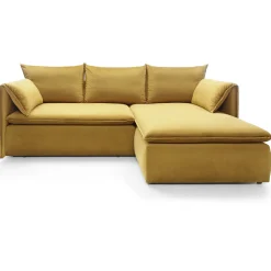 Garnero Arredamenti Divano letto angolare destro 3 posti 230x166cm tessuto giallo senape Easeful Clearance