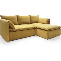 Garnero Arredamenti Divano letto angolare destro 3 posti 230x166cm tessuto giallo senape Easeful Clearance