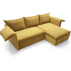 Garnero Arredamenti Divano letto angolare destro 3 posti 230x166cm tessuto giallo senape Easeful Clearance