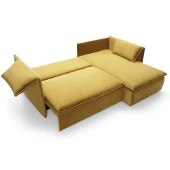 Garnero Arredamenti Divano letto angolare destro 3 posti 230x166cm tessuto giallo senape Easeful Clearance