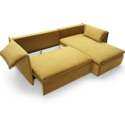 Garnero Arredamenti Divano letto angolare destro 3 posti 230x166cm tessuto giallo senape Easeful Clearance