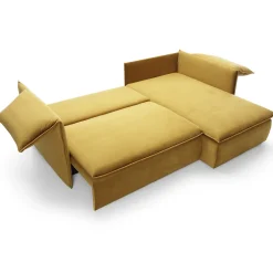 Garnero Arredamenti Divano letto angolare destro 3 posti 230x166cm tessuto giallo senape Easeful Clearance
