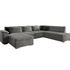 Garnero Arredamenti Divano letto angolare destra 5 posti 350x205cm grigio Agliana Tessuto Vellutato Manila Grigio Nero New