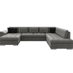 Garnero Arredamenti Divano letto angolare destra 5 posti 350x205cm grigio Agliana Tessuto Vellutato Manila Grigio Nero New