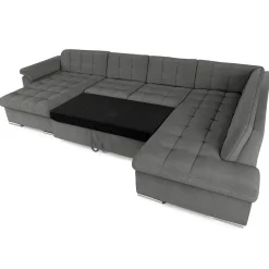 Garnero Arredamenti Divano letto angolare destra 5 posti 350x205cm grigio Agliana Tessuto Vellutato Manila Grigio Nero New