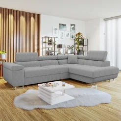 Garnero Arredamenti Divano letto angolare destra imbottito 274x203cm velluto a coste grigio Bormio Velluto Poso Grigio Best