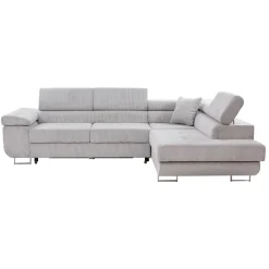 Garnero Arredamenti Divano letto angolare destra imbottito 274x203cm velluto a coste grigio Bormio Velluto Poso Grigio Best