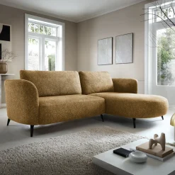 Garnero Arredamenti Divano letto angolare destra 3 posti 260x180cm tessuto bouclè beige scuro Repose Tessuto Bouclè Blur Beige Scuro Outlet