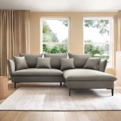 Garnero Arredamenti Divano letto angolare destro 3 posti 258x167cm tessuto beige Lushify Tessuto Riviera Vellutato Beige Sale