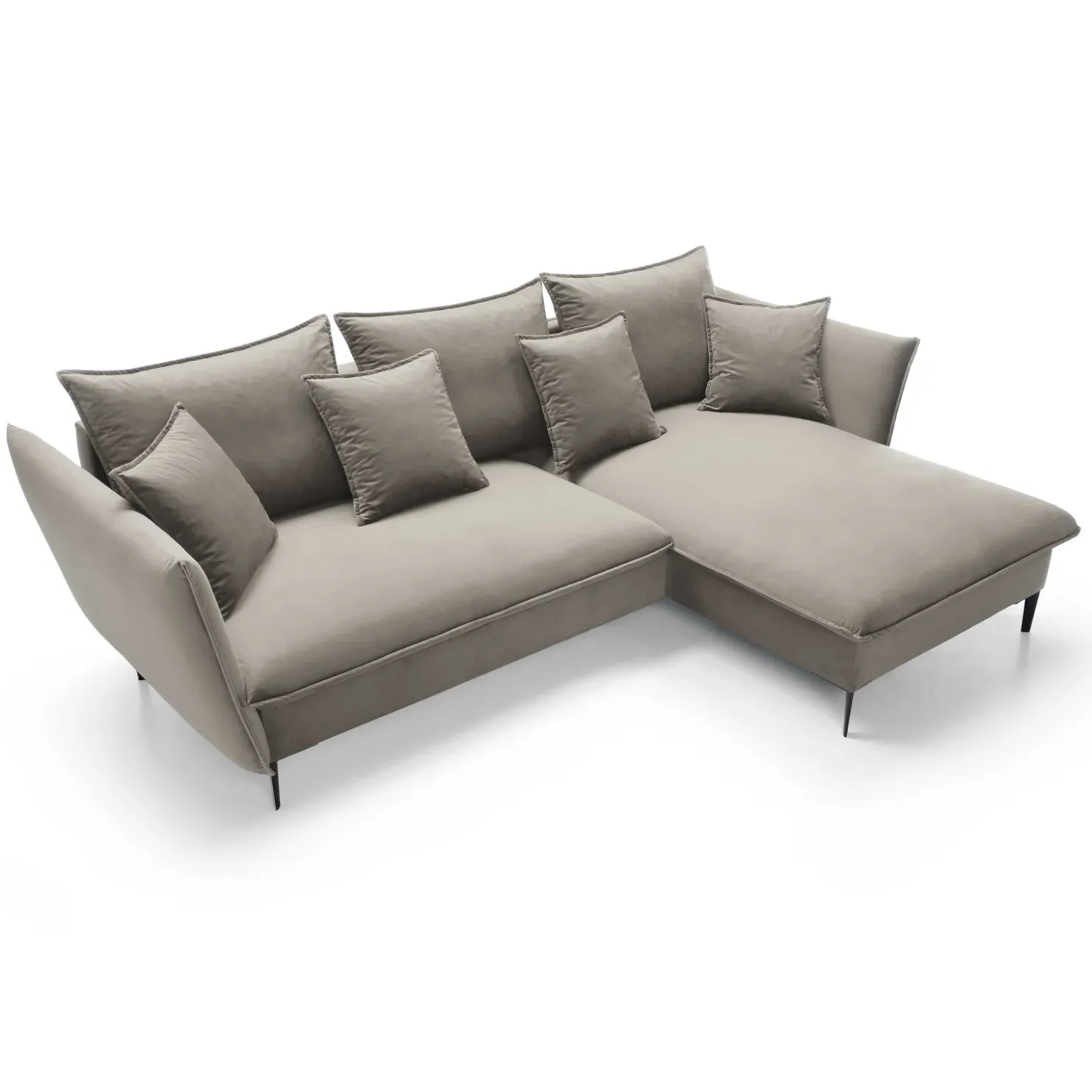 Garnero Arredamenti Divano letto angolare destro 3 posti 258x167cm tessuto beige Lushify Tessuto Riviera Vellutato Beige Sale