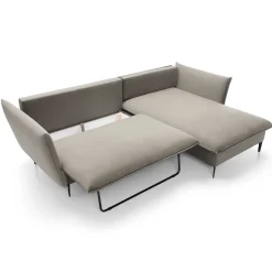 Garnero Arredamenti Divano letto angolare destro 3 posti 258x167cm tessuto beige Lushify Tessuto Riviera Vellutato Beige Sale