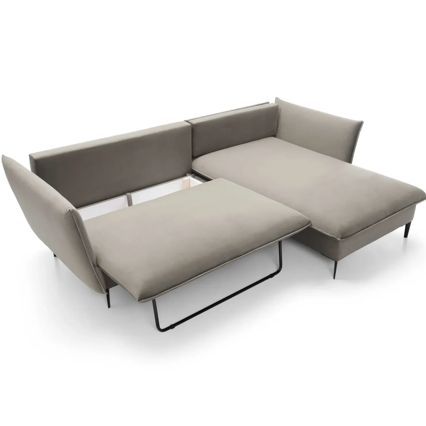 Garnero Arredamenti Divano letto angolare destro 3 posti 258x167cm tessuto beige Lushify Tessuto Riviera Vellutato Beige Sale