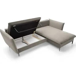 Garnero Arredamenti Divano letto angolare destro 3 posti 258x167cm tessuto beige Lushify Tessuto Riviera Vellutato Beige Sale